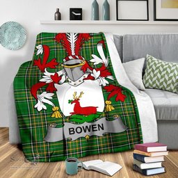 Scottish Bowen Coat of Arms Family Crest Ireland Blanket Irish National Tartan Irish County Blanket