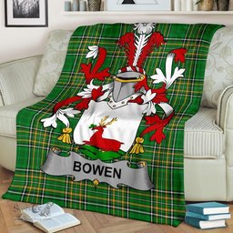 Scottish Bowen Coat of Arms Family Crest Ireland Blanket Irish National Tartan Irish County Blanket