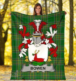 Scottish Bowen Coat of Arms Family Crest Ireland Blanket Irish National Tartan Irish County Blanket