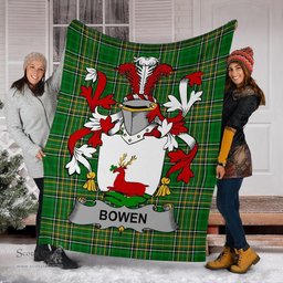 Scottish Bowen Coat of Arms Family Crest Ireland Blanket Irish National Tartan Irish County Blanket