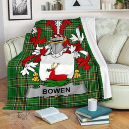 Scottish Bowen Coat of Arms Family Crest Ireland Blanket Irish National Tartan Irish County Blanket