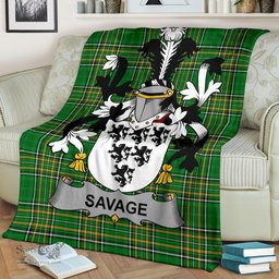 Scottish Savage Coat of Arms Family Crest Ireland Blanket Irish National Tartan Irish County Blanket