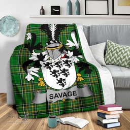 Scottish Savage Coat of Arms Family Crest Ireland Blanket Irish National Tartan Irish County Blanket