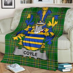 Scottish Coyle or McCoyle Coat of Arms Family Crest Ireland Blanket Irish National Tartan Irish County Blanket