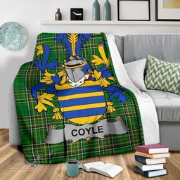Scottish Coyle or McCoyle Coat of Arms Family Crest Ireland Blanket Irish National Tartan Irish County Blanket