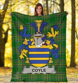 Scottish Coyle or McCoyle Coat of Arms Family Crest Ireland Blanket Irish National Tartan Irish County Blanket