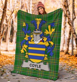 Scottish Coyle or McCoyle Coat of Arms Family Crest Ireland Blanket Irish National Tartan Irish County Blanket