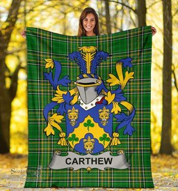 Scottish Carthew Coat of Arms Family Crest Ireland Blanket Irish National Tartan Irish County Blanket