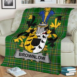 Scottish Brownlow Coat of Arms Family Crest Ireland Blanket Irish National Tartan Irish County Blanket