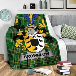 Scottish Brownlow Coat of Arms Family Crest Ireland Blanket Irish National Tartan Irish County Blanket