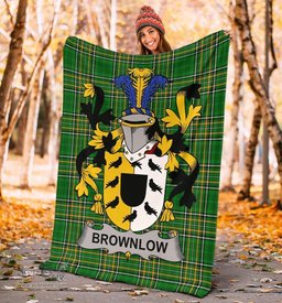 Scottish Brownlow Coat of Arms Family Crest Ireland Blanket Irish National Tartan Irish County Blanket