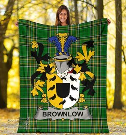 Scottish Brownlow Coat of Arms Family Crest Ireland Blanket Irish National Tartan Irish County Blanket