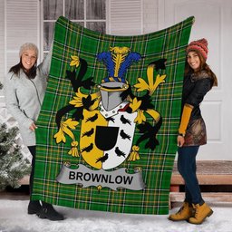 Scottish Brownlow Coat of Arms Family Crest Ireland Blanket Irish National Tartan Irish County Blanket