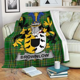 Scottish Brownlow Coat of Arms Family Crest Ireland Blanket Irish National Tartan Irish County Blanket