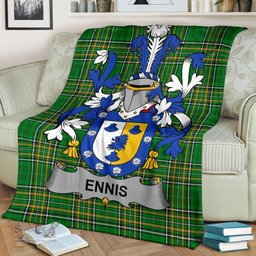 Scottish Ennis Coat of Arms Family Crest Ireland Blanket Irish National Tartan Irish County Blanket