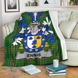 Scottish Ennis Coat of Arms Family Crest Ireland Blanket Irish National Tartan Irish County Blanket