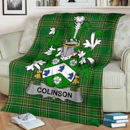 Scottish Colinson Coat of Arms Family Crest Ireland Blanket Irish National Tartan Irish County Blanket