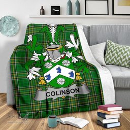 Scottish Colinson Coat of Arms Family Crest Ireland Blanket Irish National Tartan Irish County Blanket