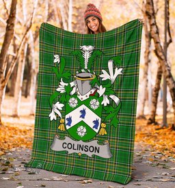 Scottish Colinson Coat of Arms Family Crest Ireland Blanket Irish National Tartan Irish County Blanket