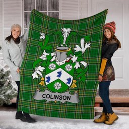 Scottish Colinson Coat of Arms Family Crest Ireland Blanket Irish National Tartan Irish County Blanket