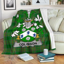 Scottish Colinson Coat of Arms Family Crest Ireland Blanket Irish National Tartan Irish County Blanket