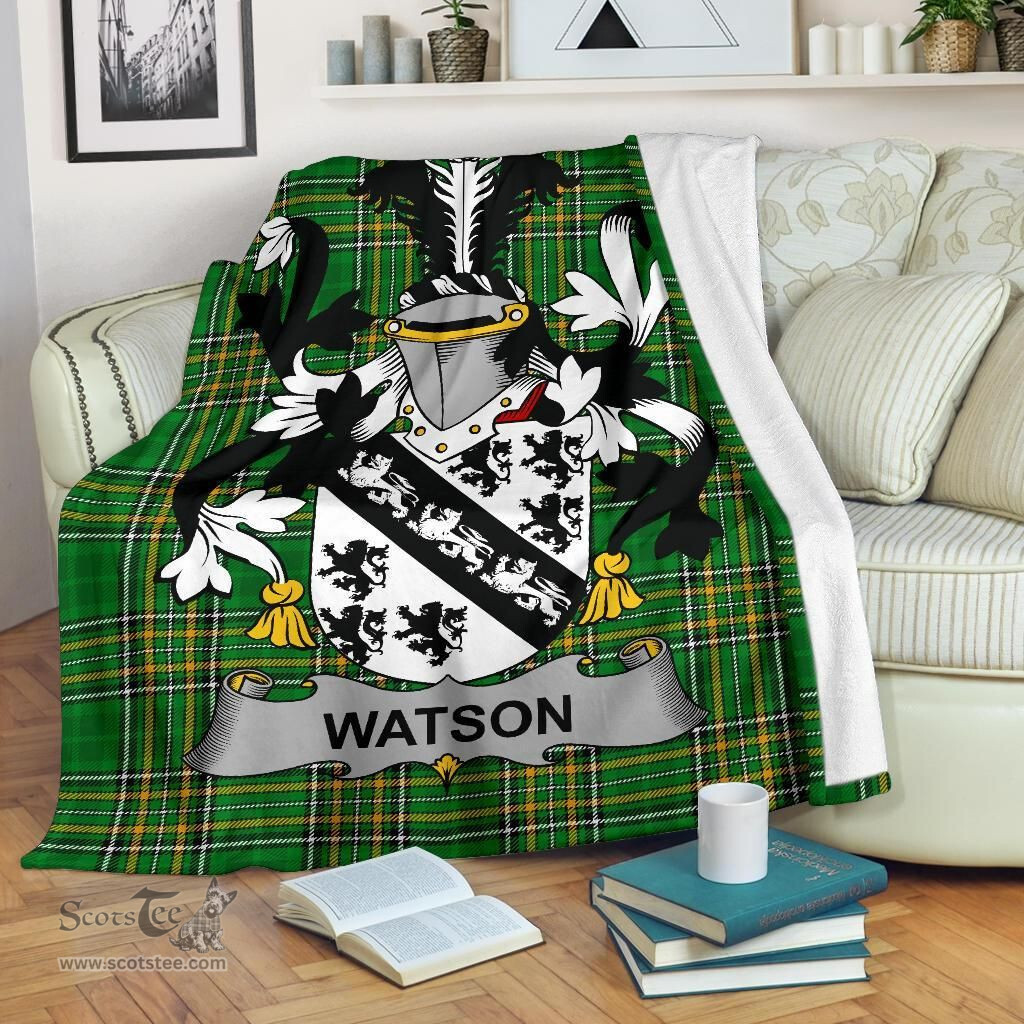 Scottish Watson Coat of Arms Family Crest Ireland Blanket Irish National Tartan Irish County Blanket