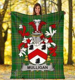 Scottish Mulligan or O'Mulligan Coat of Arms Family Crest Ireland Blanket Irish National Tartan Irish County Blanket