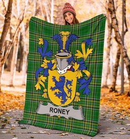Scottish Roney or O'Rooney Coat of Arms Family Crest Ireland Blanket Irish National Tartan Irish County Blanket