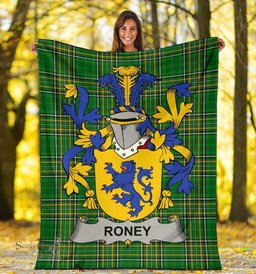 Scottish Roney or O'Rooney Coat of Arms Family Crest Ireland Blanket Irish National Tartan Irish County Blanket
