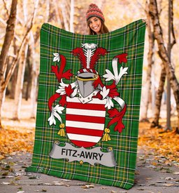 Scottish Fitz-Awry Coat of Arms Family Crest Ireland Blanket Irish National Tartan Irish County Blanket