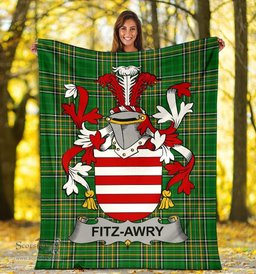 Scottish Fitz-Awry Coat of Arms Family Crest Ireland Blanket Irish National Tartan Irish County Blanket