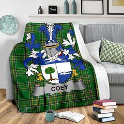 Scottish Coey or McCoey Coat of Arms Family Crest Ireland Blanket Irish National Tartan Irish County Blanket