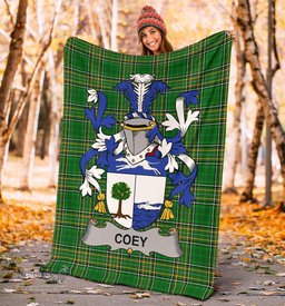 Scottish Coey or McCoey Coat of Arms Family Crest Ireland Blanket Irish National Tartan Irish County Blanket