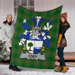 Scottish Coey or McCoey Coat of Arms Family Crest Ireland Blanket Irish National Tartan Irish County Blanket