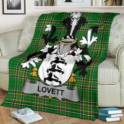 Scottish Lovett Coat of Arms Family Crest Ireland Blanket Irish National Tartan Irish County Blanket