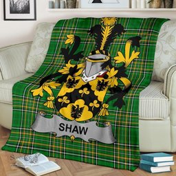 Scottish Shaw Coat of Arms Family Crest Ireland Blanket Irish National Tartan Irish County Blanket