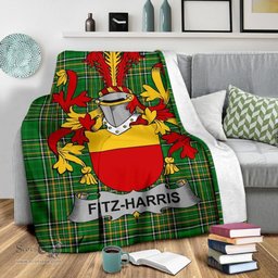 Scottish Fitz-Harris Coat of Arms Family Crest Ireland Blanket Irish National Tartan Irish County Blanket