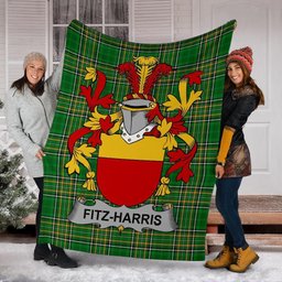 Scottish Fitz-Harris Coat of Arms Family Crest Ireland Blanket Irish National Tartan Irish County Blanket