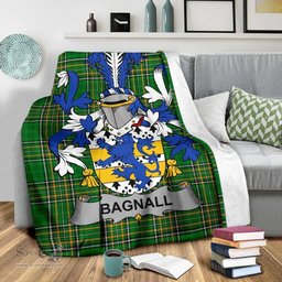 Scottish Bagnall Coat of Arms Family Crest Ireland Blanket Irish National Tartan Irish County Blanket
