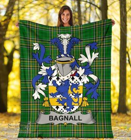 Scottish Bagnall Coat of Arms Family Crest Ireland Blanket Irish National Tartan Irish County Blanket