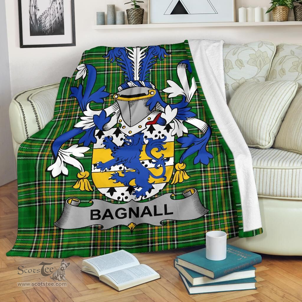 Scottish Bagnall Coat of Arms Family Crest Ireland Blanket Irish National Tartan Irish County Blanket