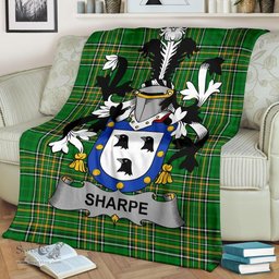 Scottish Sharpe Coat of Arms Family Crest Ireland Blanket Irish National Tartan Irish County Blanket