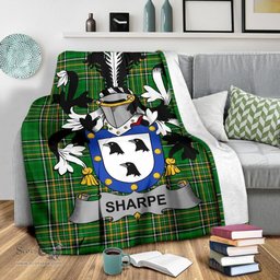 Scottish Sharpe Coat of Arms Family Crest Ireland Blanket Irish National Tartan Irish County Blanket