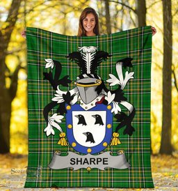 Scottish Sharpe Coat of Arms Family Crest Ireland Blanket Irish National Tartan Irish County Blanket