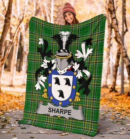 Scottish Sharpe Coat of Arms Family Crest Ireland Blanket Irish National Tartan Irish County Blanket