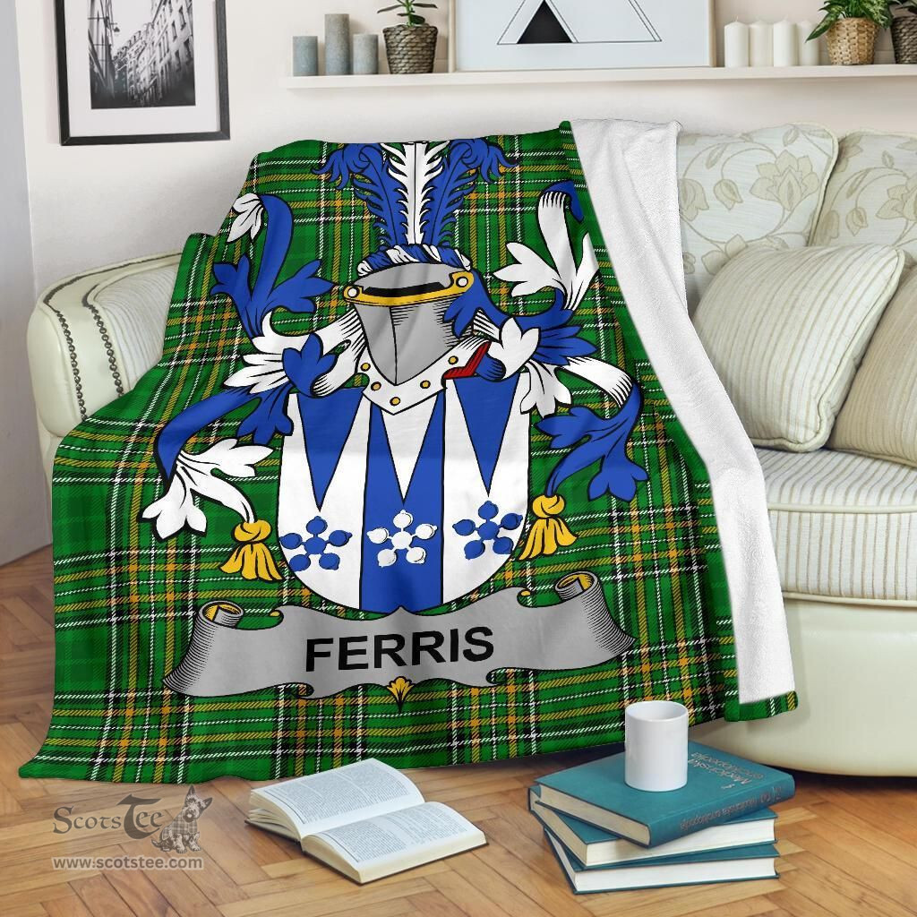 Scottish Ferris Coat of Arms Family Crest Ireland Blanket Irish National Tartan Irish County Blanket