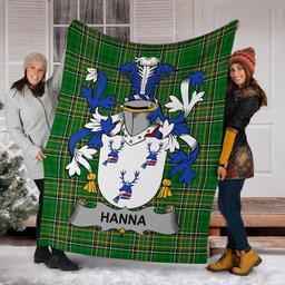 Scottish Hanna or O'Hanna Coat of Arms Family Crest Ireland Blanket Irish National Tartan Irish County Blanket