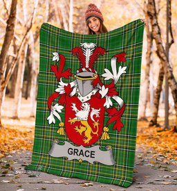 Scottish Grace Coat of Arms Family Crest Ireland Blanket Irish National Tartan Irish County Blanket