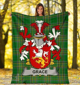 Scottish Grace Coat of Arms Family Crest Ireland Blanket Irish National Tartan Irish County Blanket