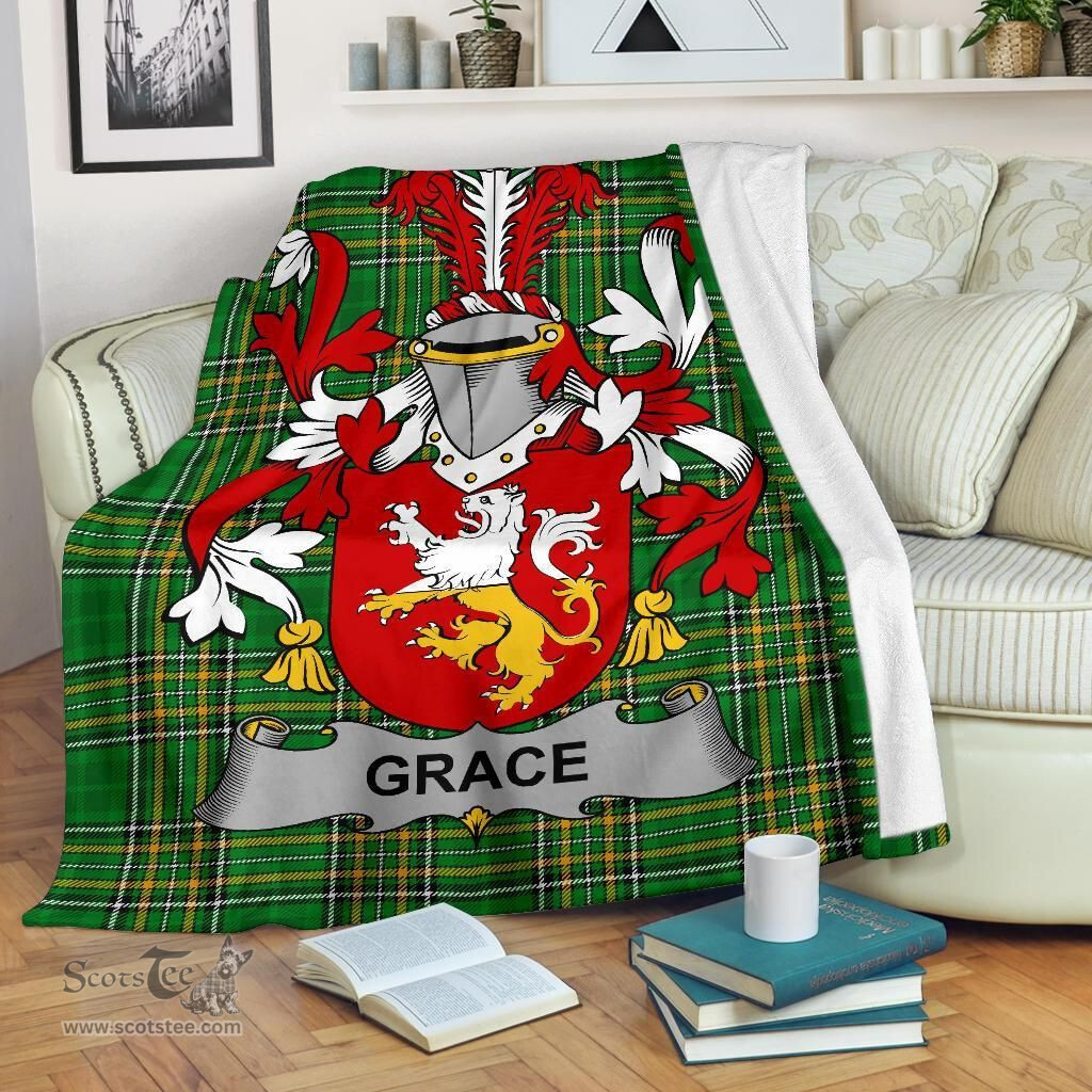 Scottish Grace Coat of Arms Family Crest Ireland Blanket Irish National Tartan Irish County Blanket